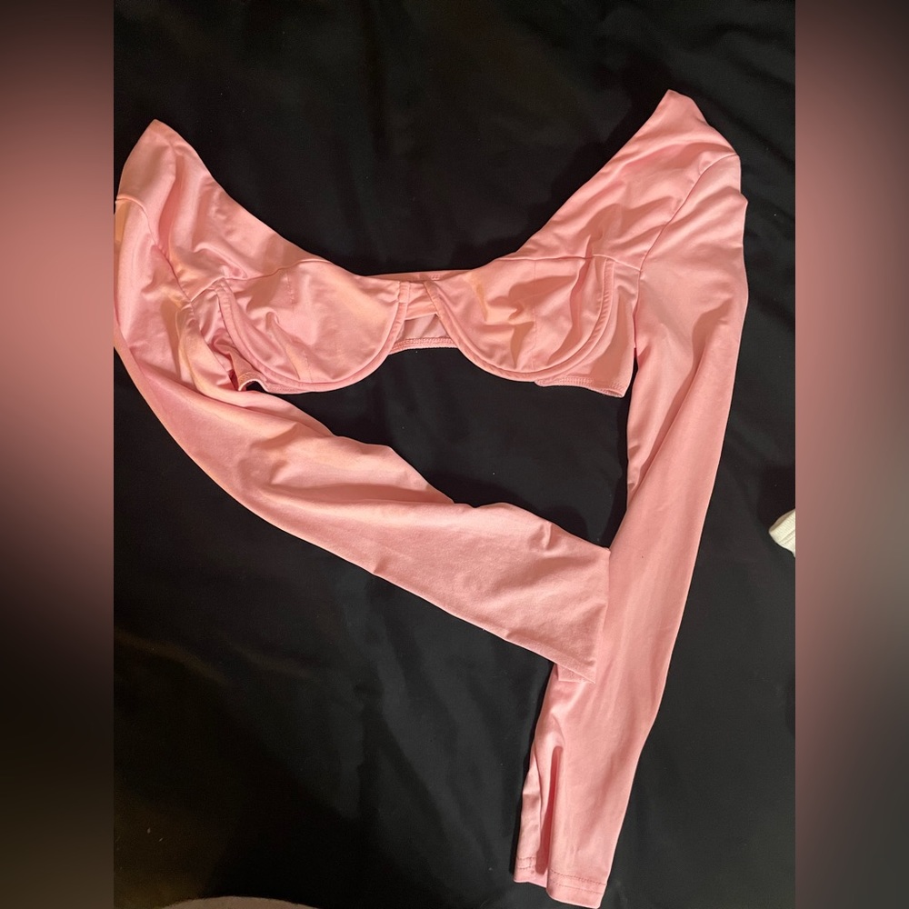 shein long sleeve pink crop never worn